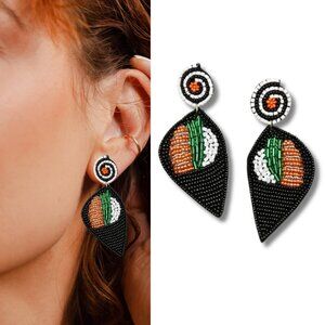 NEW Earrings Sushi Hand Roll Japanese Food Glass Seed Beaded Foodie Food Jewelry